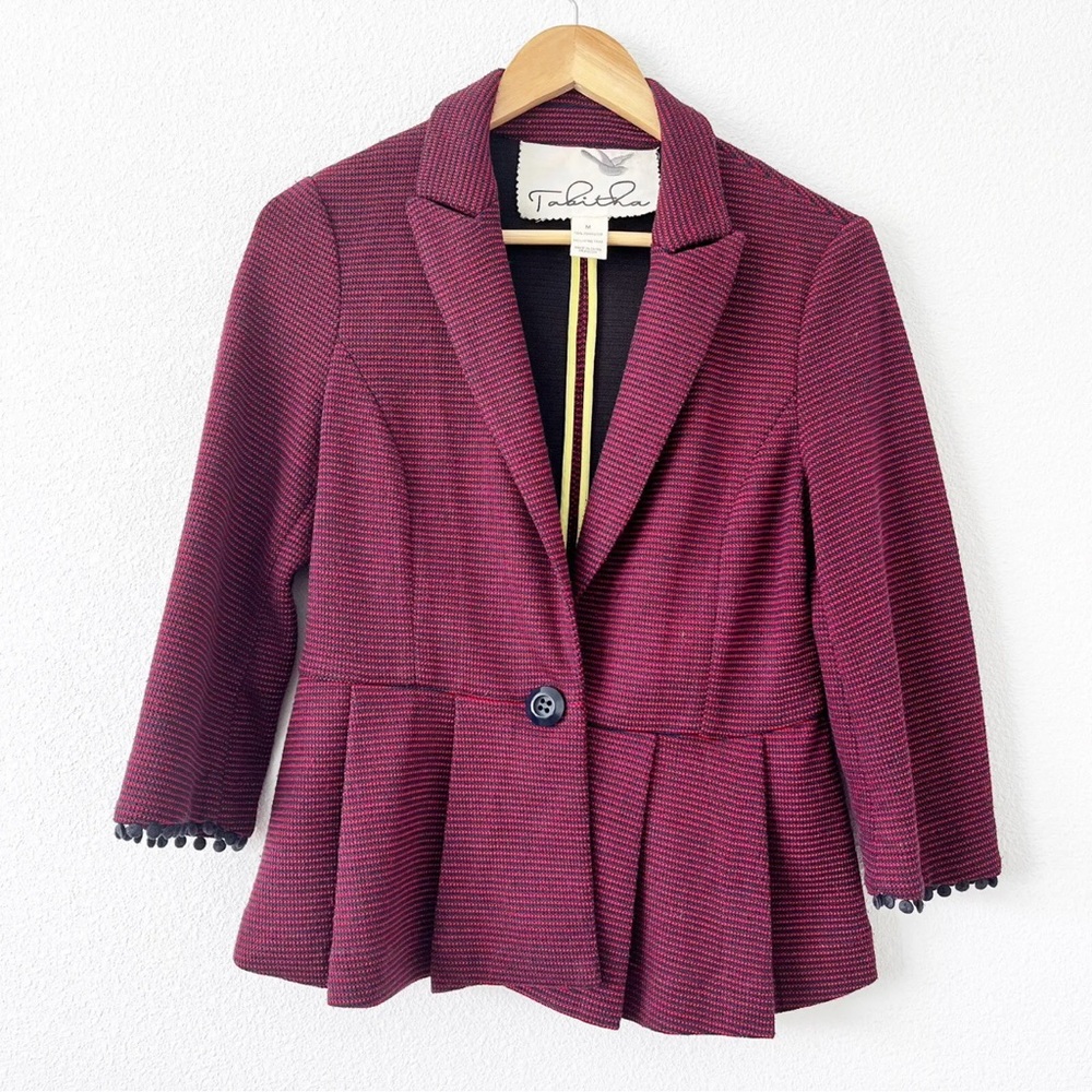 Anthropologie Tabitha Chandelier Peplum Striped Blazer . Size Large